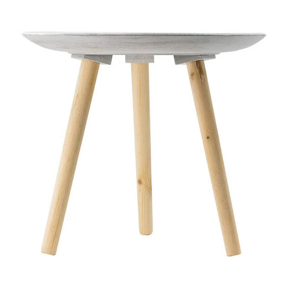12, 16, 18 Inch Side Tables Set of 3, White Finished Pattern MDF Top, Brown By Casagear Home