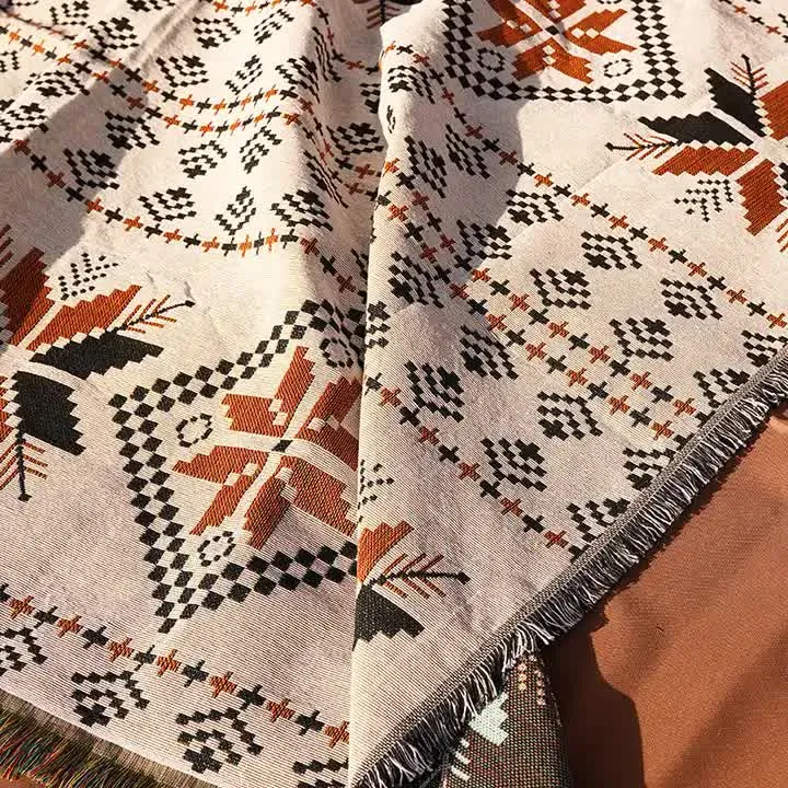 2PCS Set Bohemian Picnic Blanket | 180x300cm | Outdoor Camping & Beach Rug | Waterproof Design