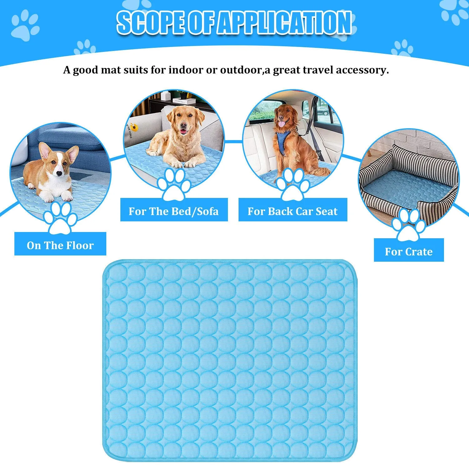 3-Layer Cooling Pet Mat for Dogs & Cats - Deluxe Absorbent & Non-Slip Summer Pet Bed Pad
