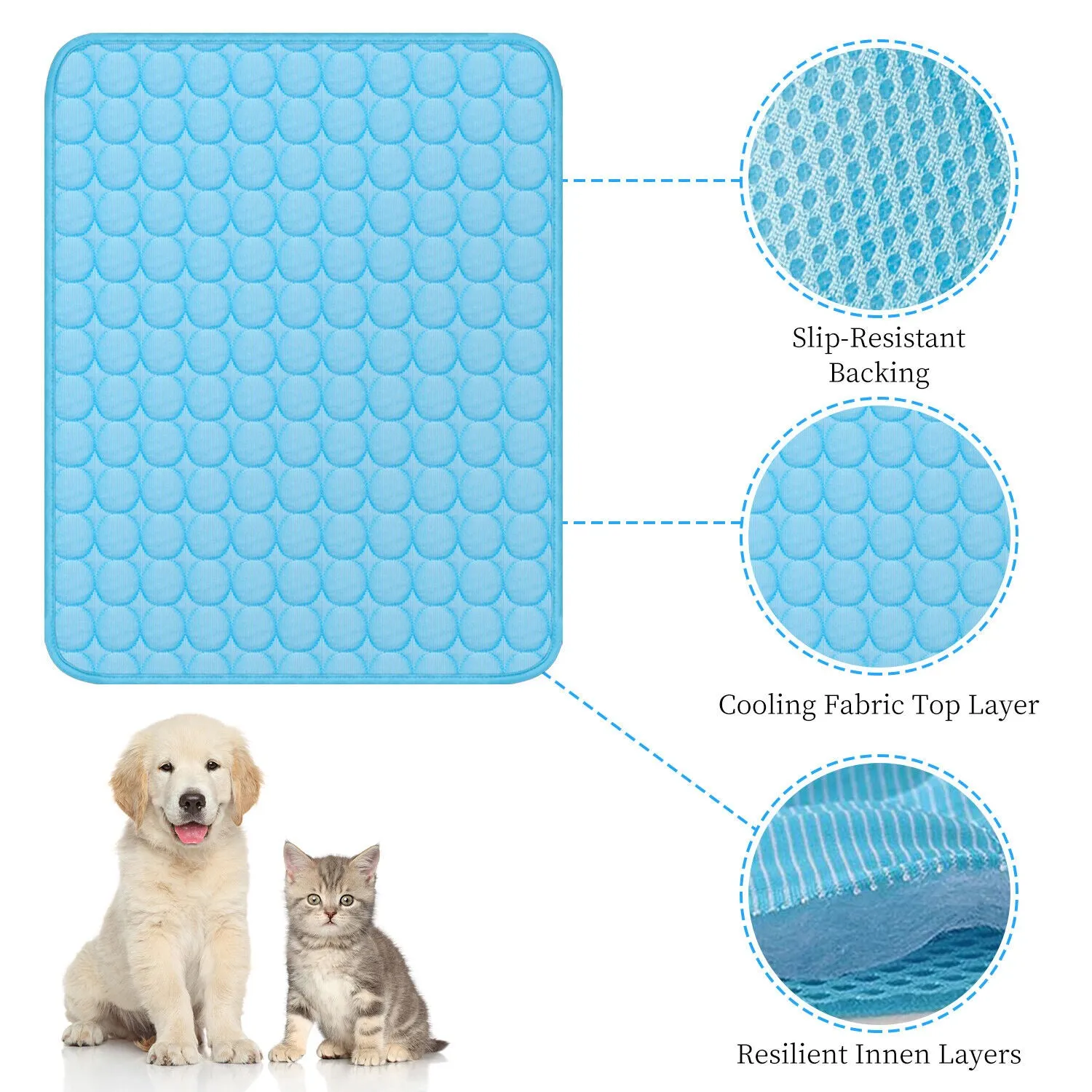 3-Layer Cooling Pet Mat for Dogs & Cats - Deluxe Absorbent & Non-Slip Summer Pet Bed Pad