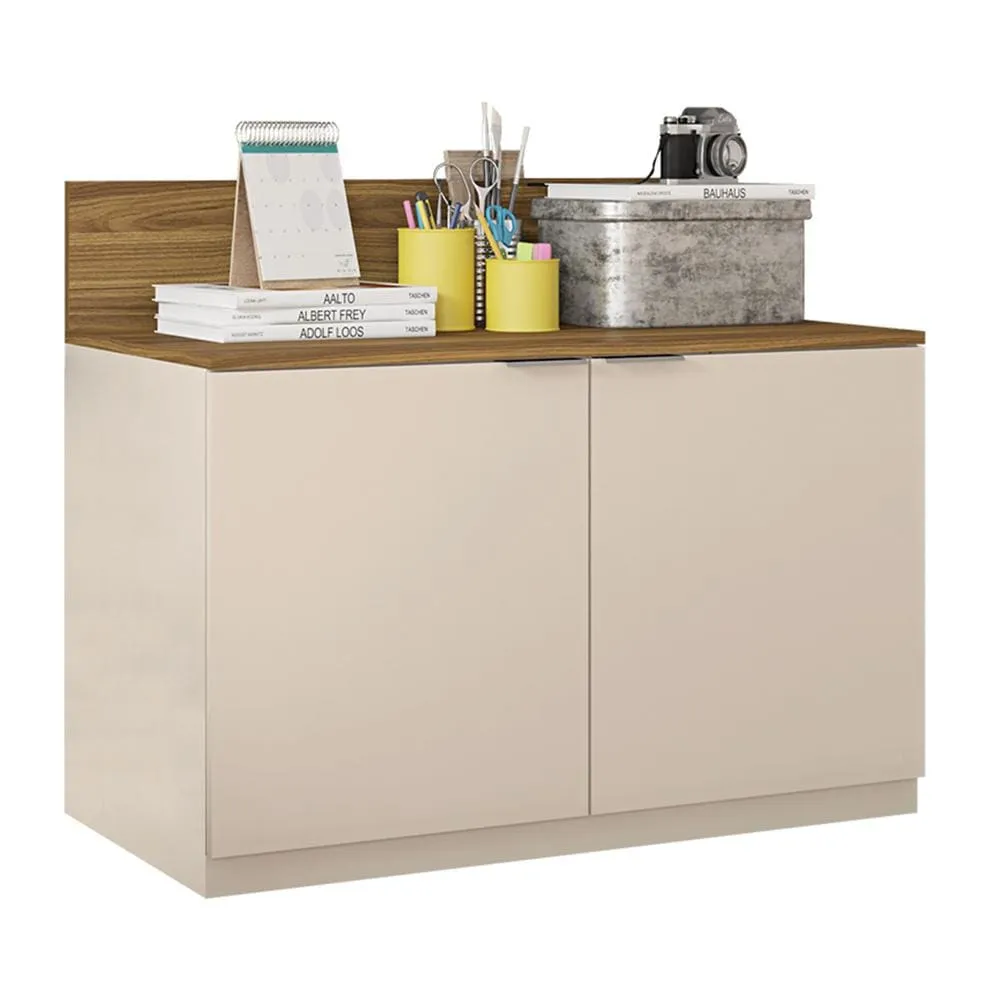 36 Inch Wooden Accent Cabinet with 2 Doors, Brown and Off White By The Urban Port