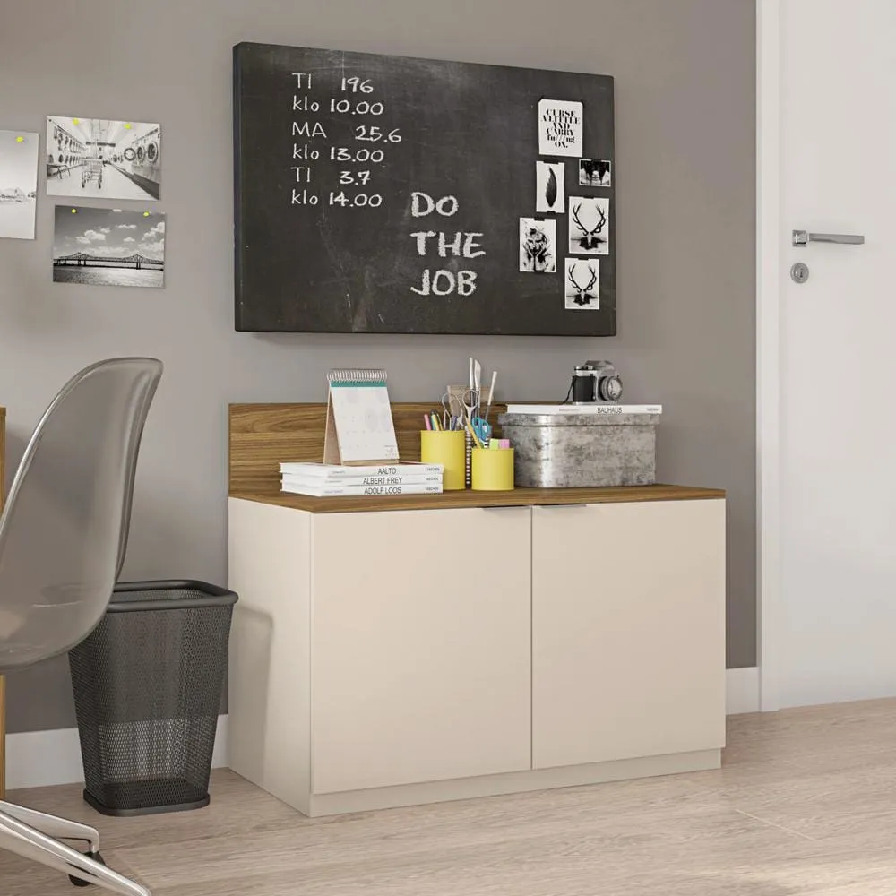 36 Inch Wooden Accent Cabinet with 2 Doors, Brown and Off White By The Urban Port