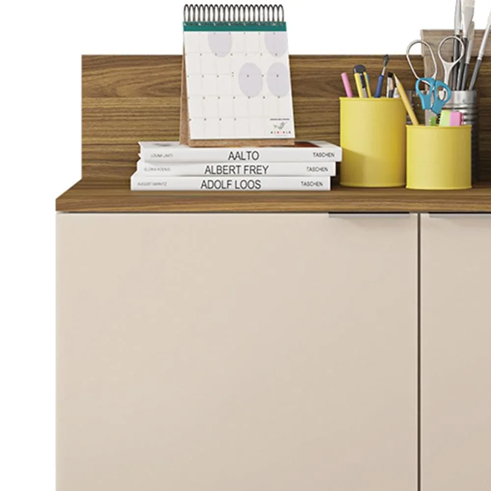 36 Inch Wooden Accent Cabinet with 2 Doors, Brown and Off White By The Urban Port