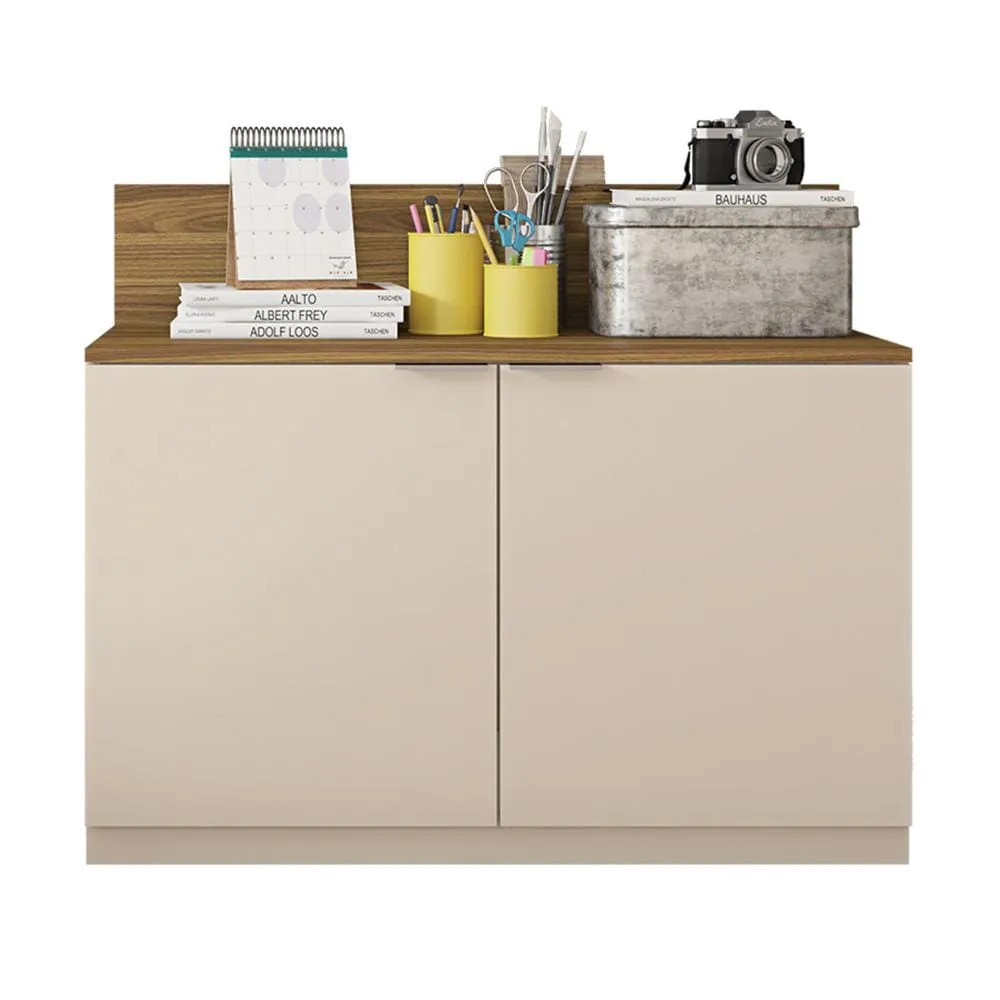 36 Inch Wooden Accent Cabinet with 2 Doors, Brown and Off White By The Urban Port