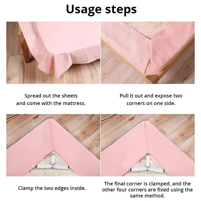 4pcs Bed Sheet Fasteners Home Organizer Clips for Mattress Cover