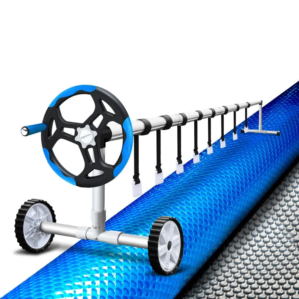 Adjustable Aluminium Pool Roller & 9.5x5m Solar Cover Set - Aquabuddy