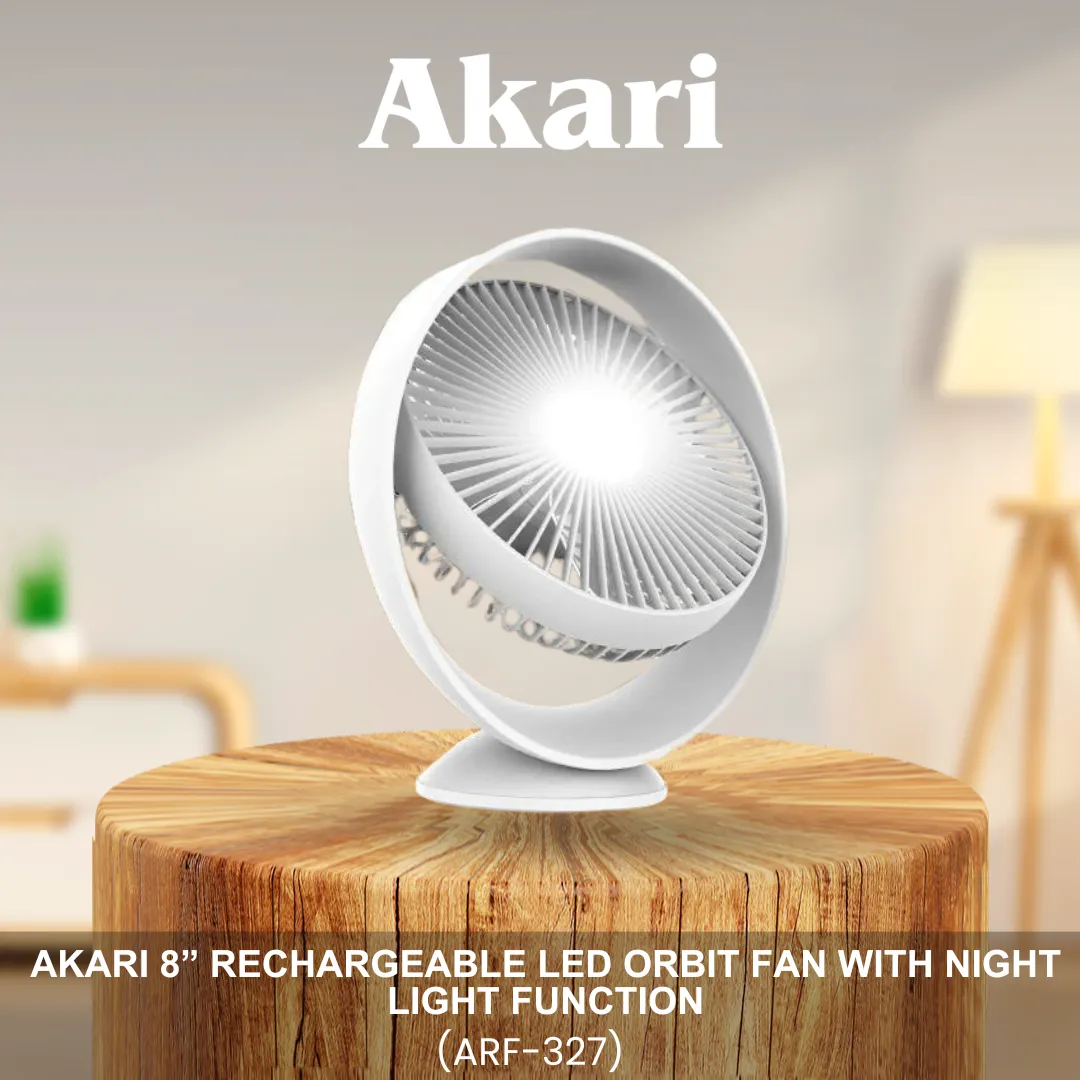 Akari 8” Rechargeable LED Orbit Fan with Night Light Function (ARF-327)