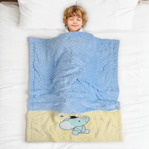 Baby Moo Festive Elephant Plush Cotton All Season Nursery Blanket - Blue