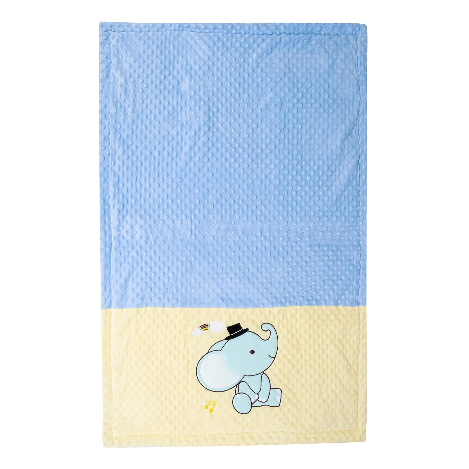 Baby Moo Festive Elephant Plush Cotton All Season Nursery Blanket - Blue