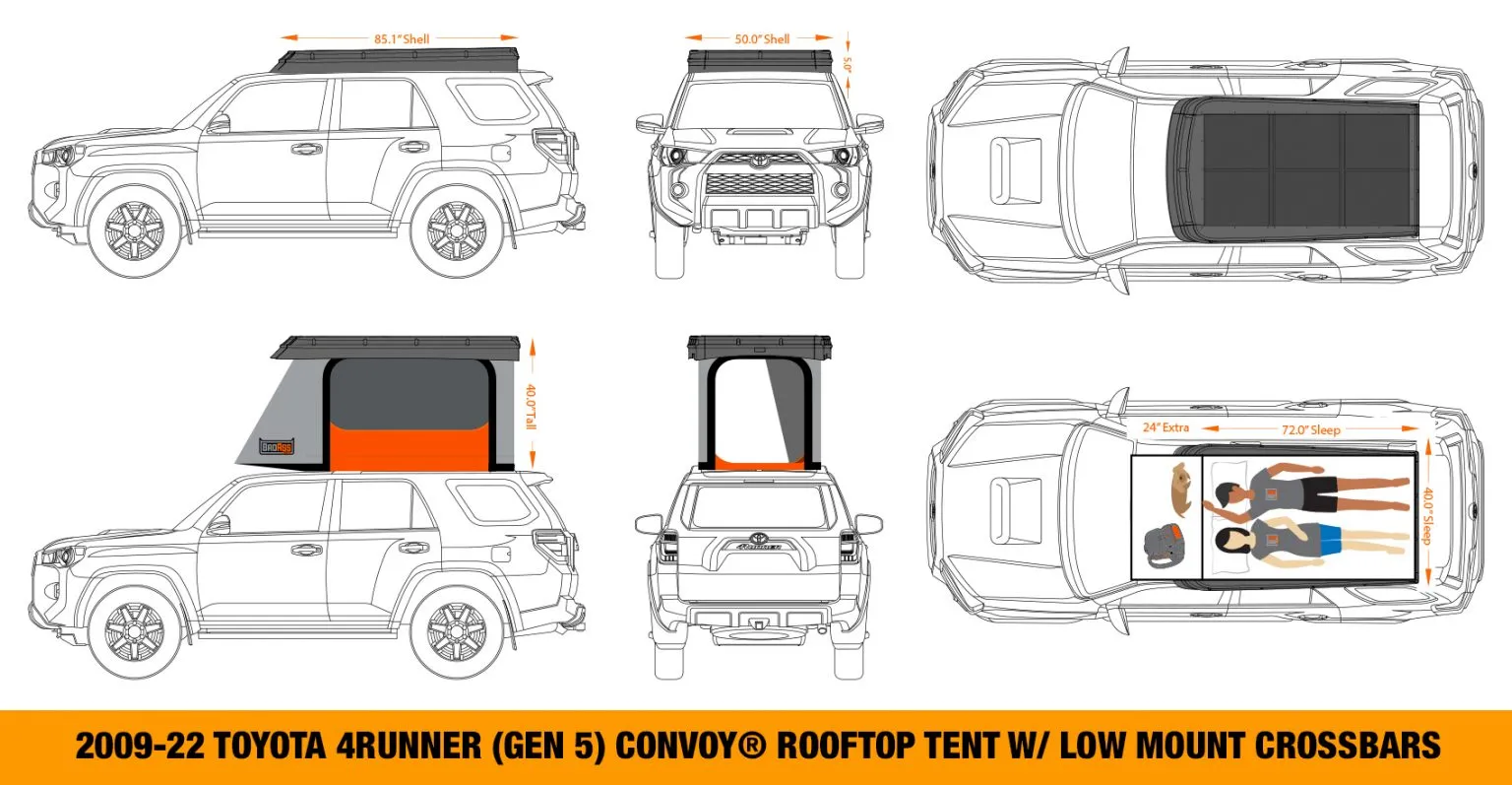 BadAss Convoy Rooftop Tent For Toyota 4Runner (5th Gen) 2010-2022