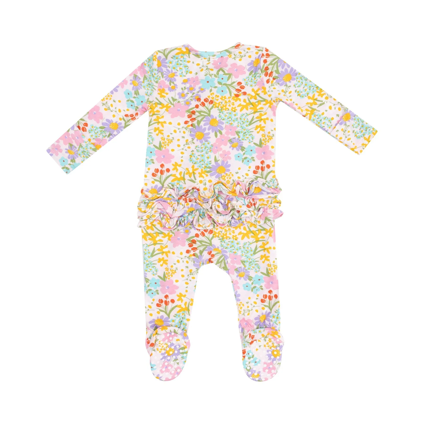 Bamboo 2 Way Ruffle Zipper Footie - Amelia Floral by Angel Dear
