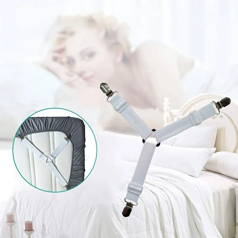 Bed Sheet Fasteners, Adjustable Triangle  Elastic Band Straps