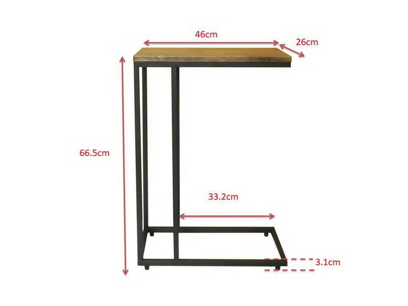 Bellini C Shaped Table/ Sofa Side Table (Vintage/Black)