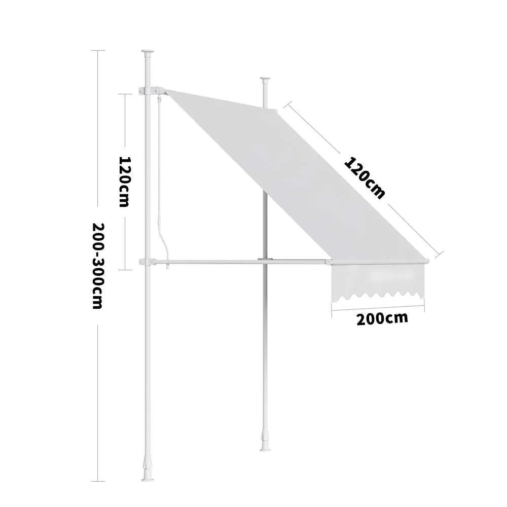 Black 2m/2.5m/3m Adjustable Outdoor Clamp Awning Garden Patio Balcony Window Sunshade Shelter