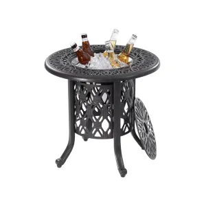 Couch.com Food Grade Stainless Steel Ice Bucket / Pail Table Set Hand Brushed Platina / Bronze, Weather-Resistant, Metal Construction, Black Finish by Couch.com