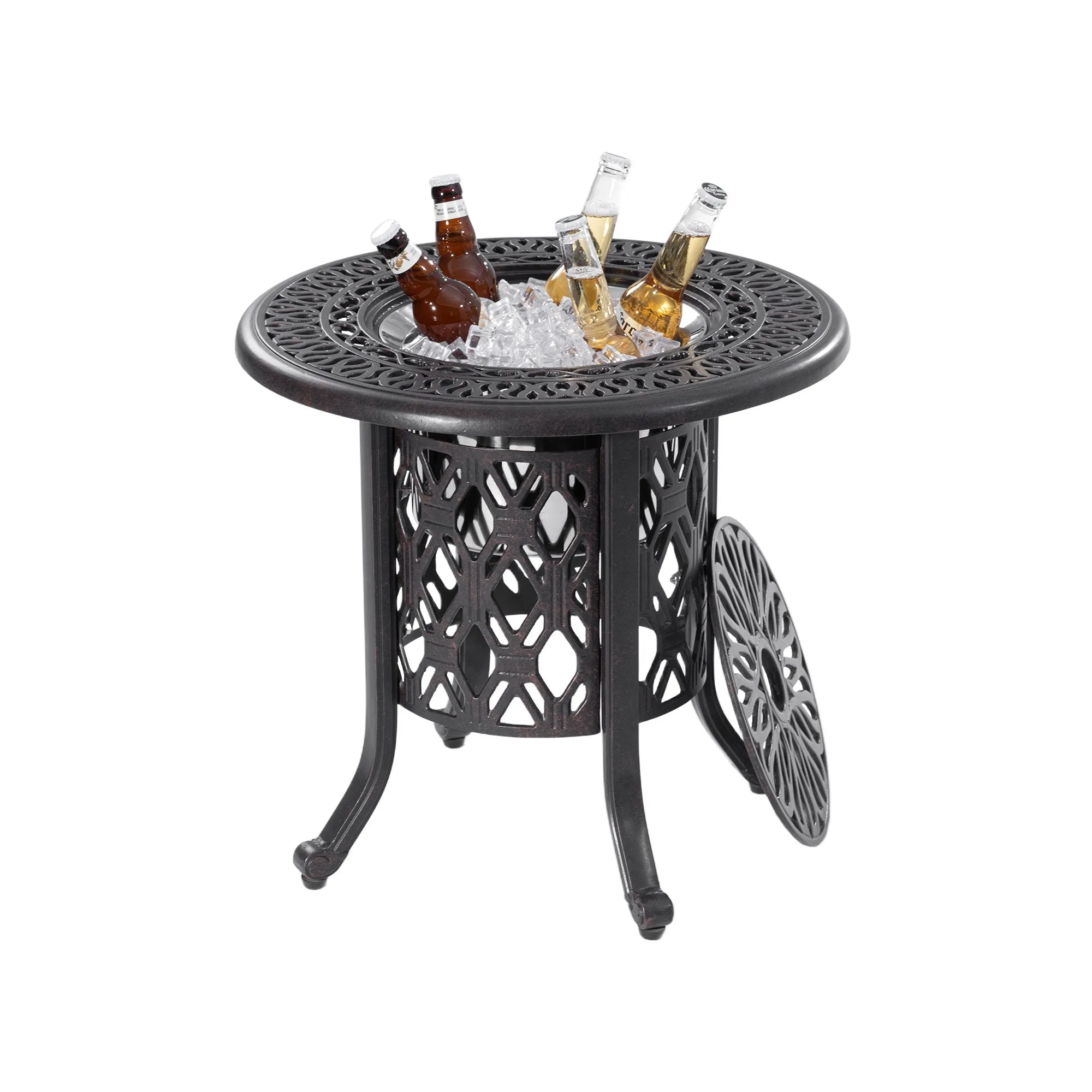 Couch.com Food Grade Stainless Steel Ice Bucket / Pail Table Set Hand Brushed Platina / Bronze, Weather-Resistant, Metal Construction, Black Finish by Couch.com
