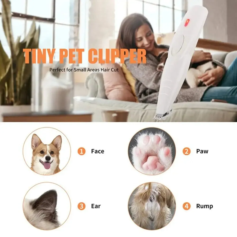 Electric Cordless Usb Rechargeable Low Noise Pet Grooming Hair Trimmer for Face Paws Eyes Ears