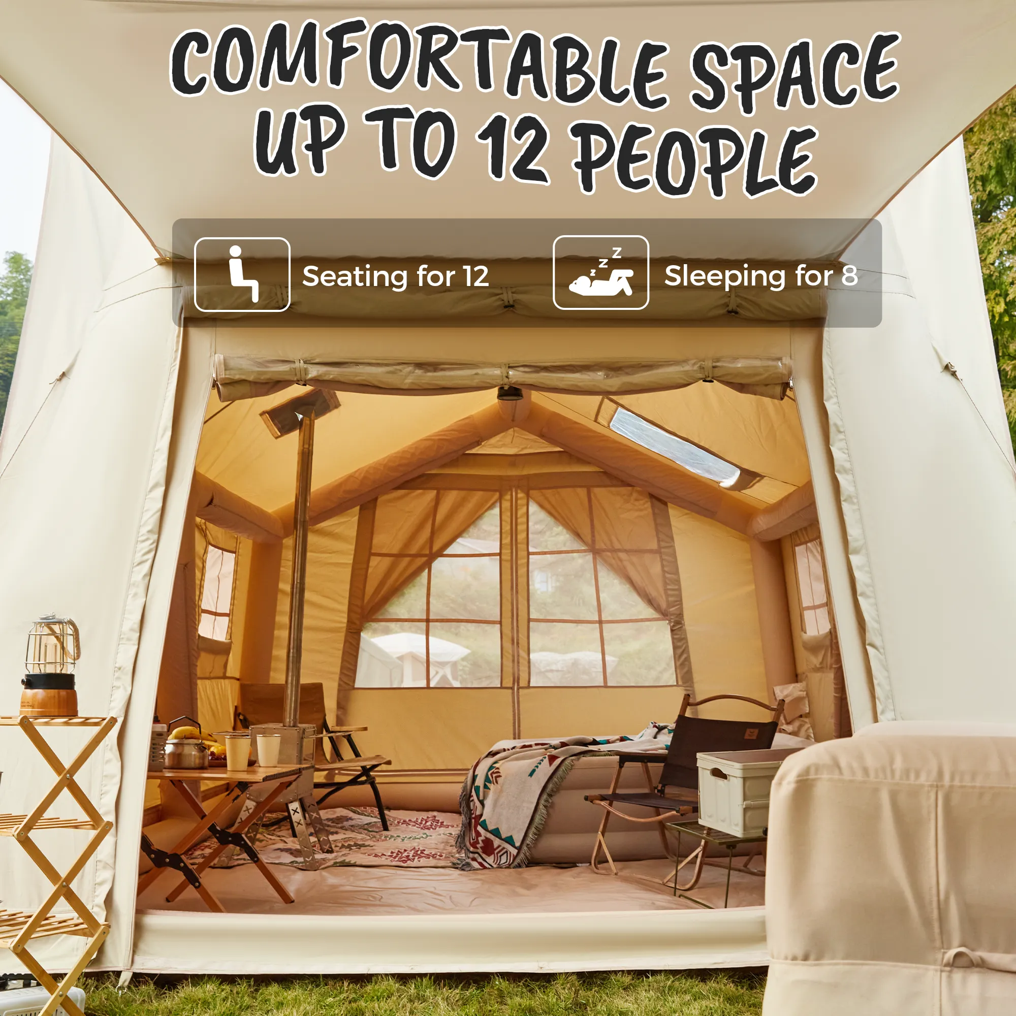 EROMMY 10 Person Tent with Detachable Canopy for Camping – 13.8FT