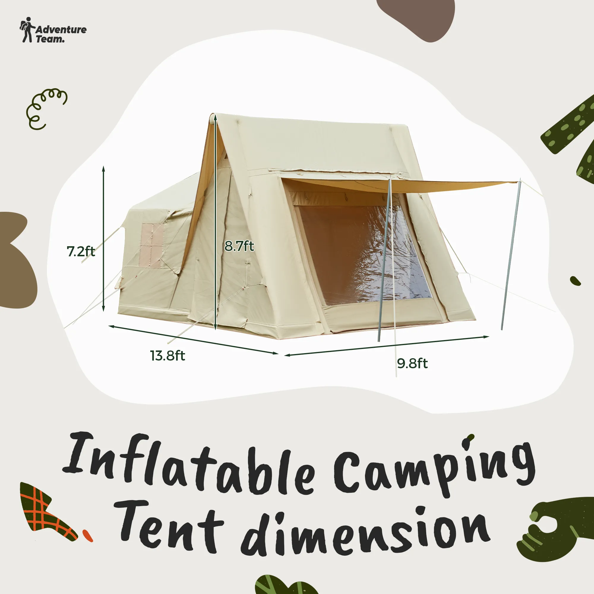 EROMMY 10 Person Tent with Detachable Canopy for Camping – 13.8FT