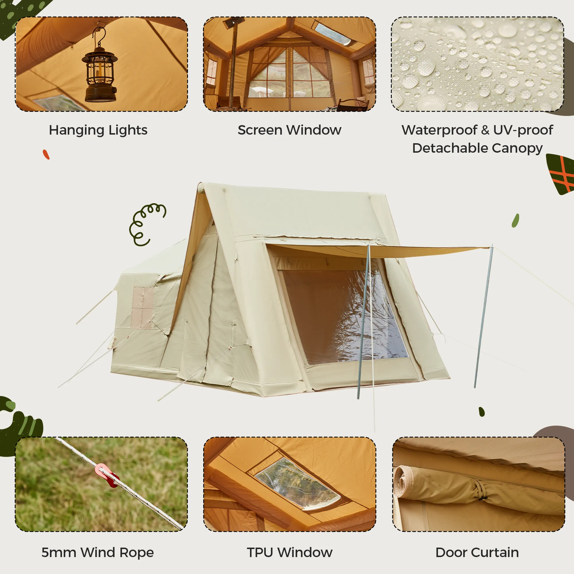 EROMMY 10 Person Tent with Detachable Canopy for Camping – 13.8FT
