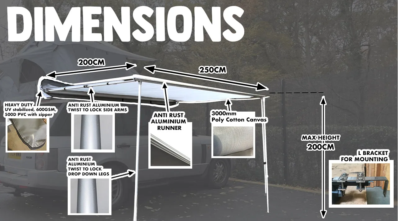 Extended Ventura Deluxe 1.4 Roof Top Tent   Side Awning (IN STOCK)