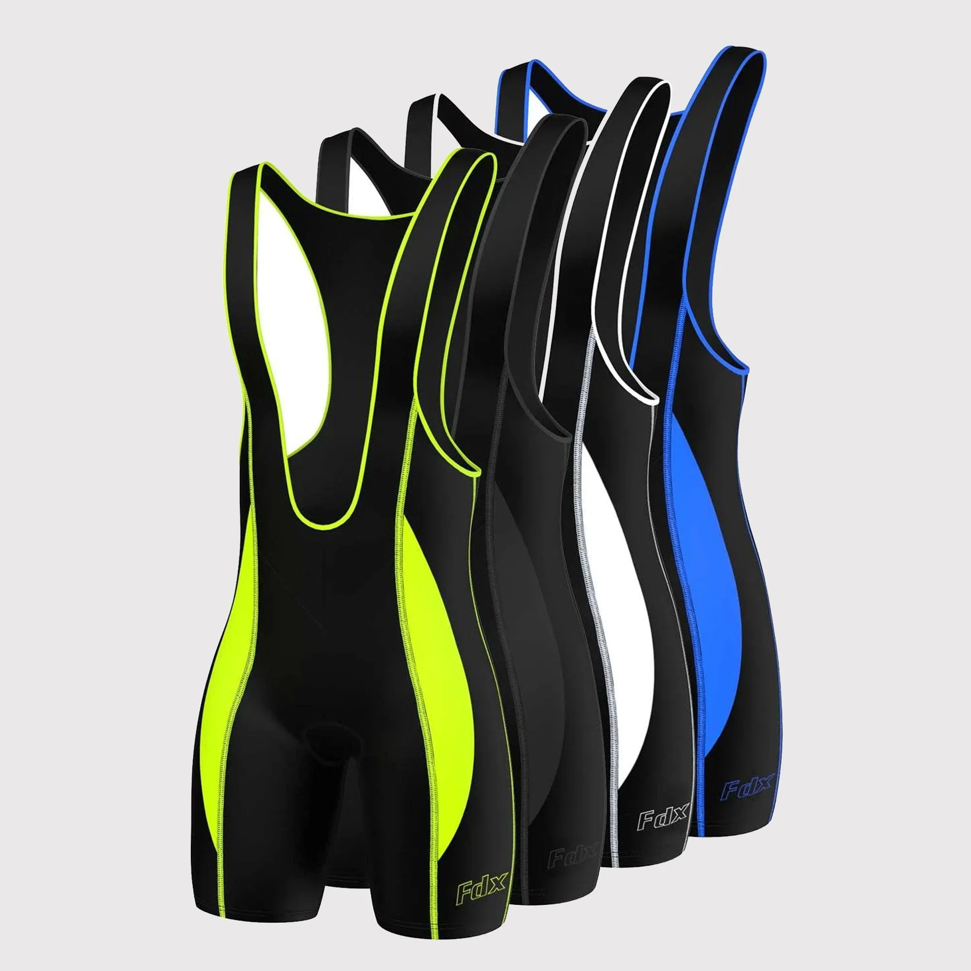 Fdx Competition Blue Men's  Padded Bib Shorts