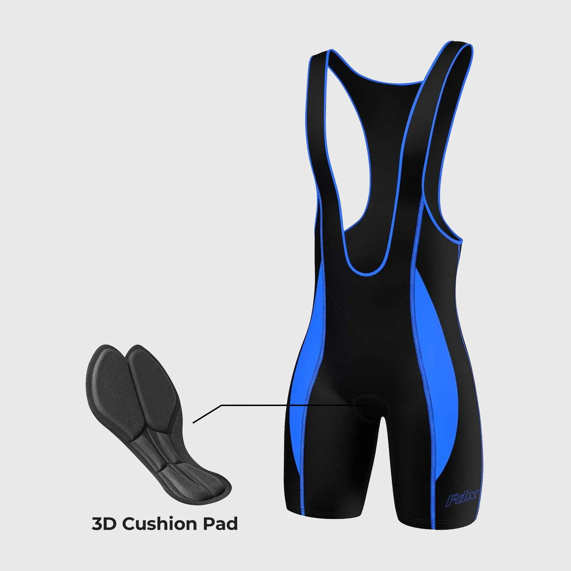 Fdx Competition Blue Men's  Padded Bib Shorts