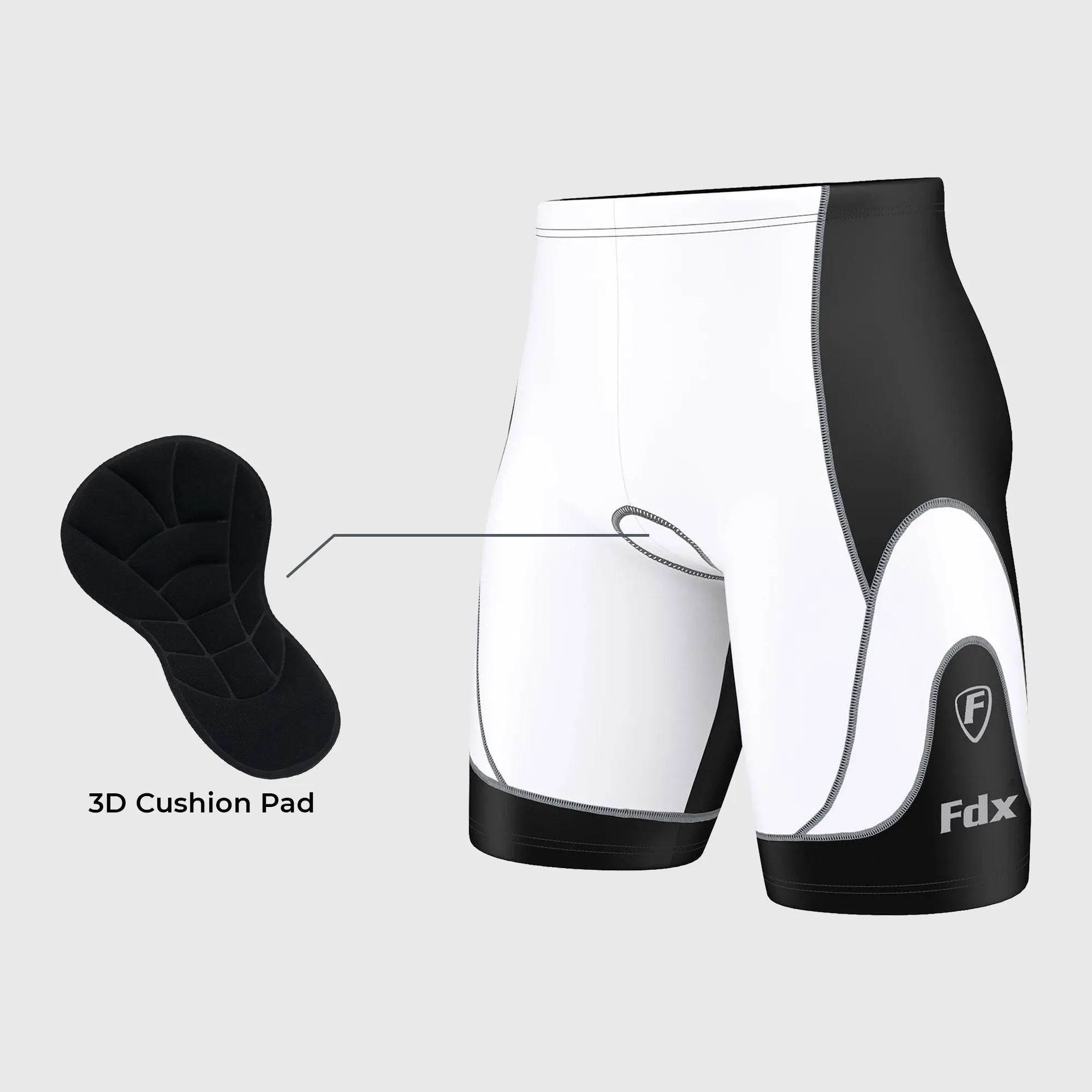 Fdx Windrift White Men's Anti-Bac Padded Summer Cycling Shorts
