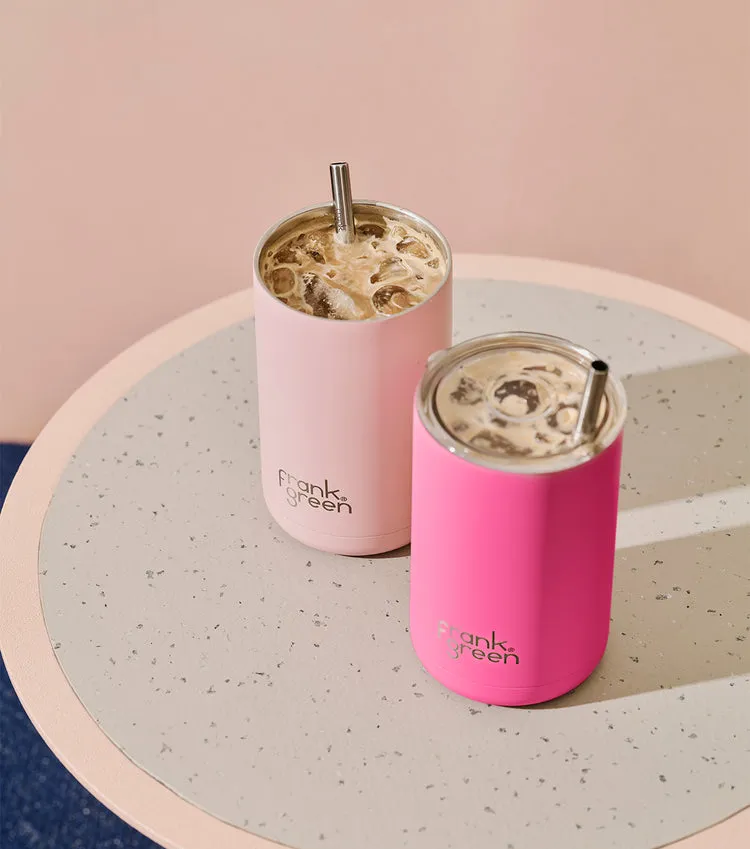 Frank Green Iced Coffee Cup with Straw Neon Pink