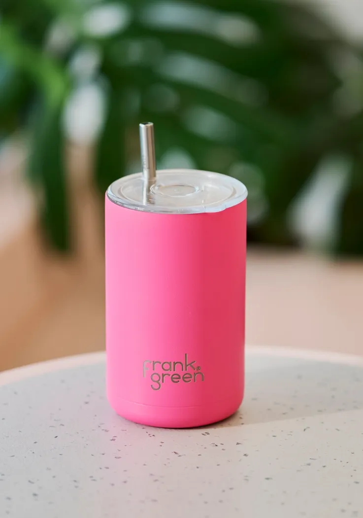 Frank Green Iced Coffee Cup with Straw Neon Pink