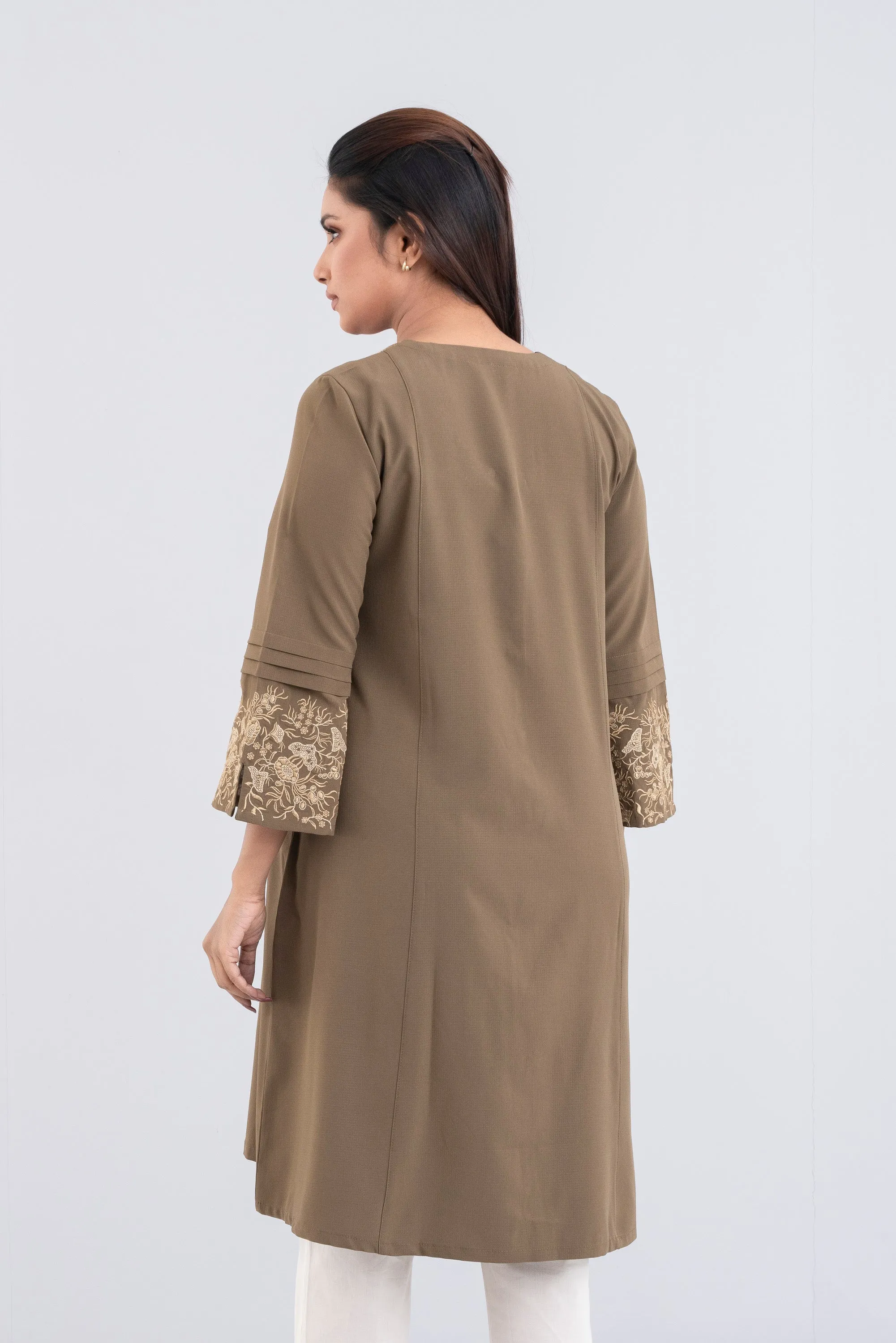 Georgette Jacquard Embroidered Ethnic Kurta - One Piece