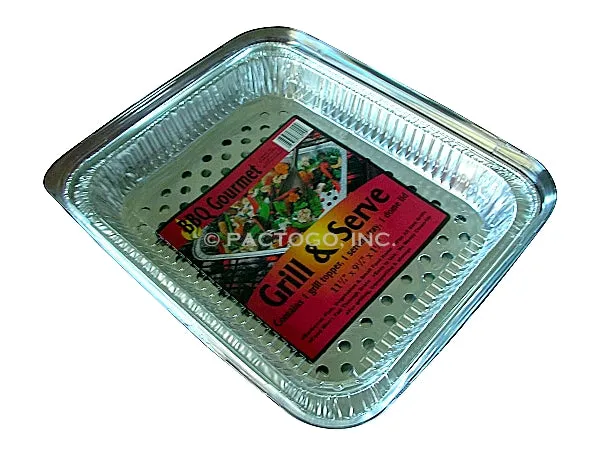 Grill N Serve BBQ Foil Topper Pan w/Clear Lid 6/CS