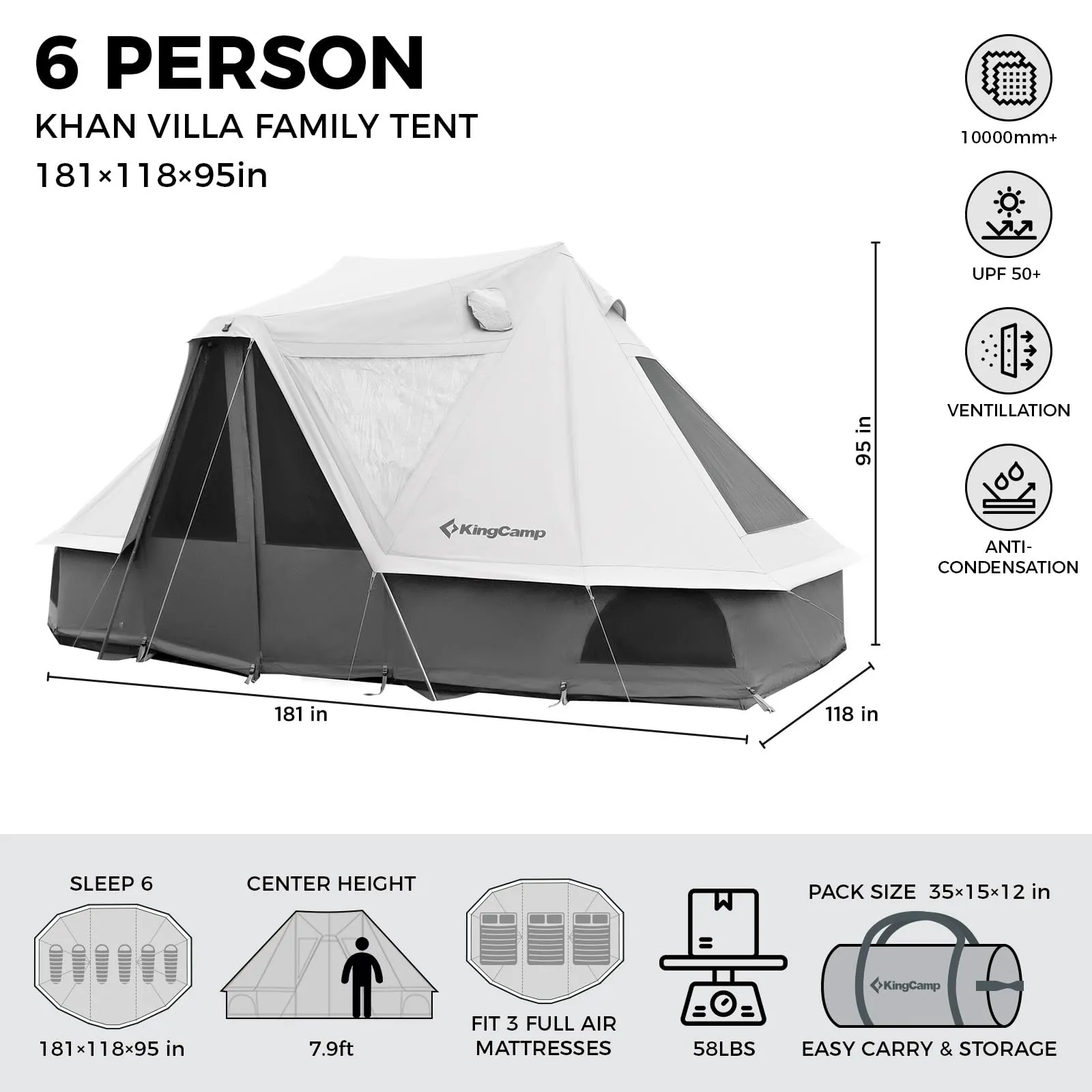 KingCamp Khan Villa 4-Season 4-6 Person Bell Tent