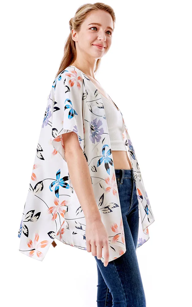 LOF1262 Floral Print Kimono Cover Up