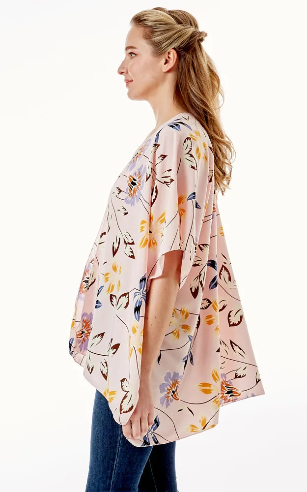 LOF1262 Floral Print Kimono Cover Up