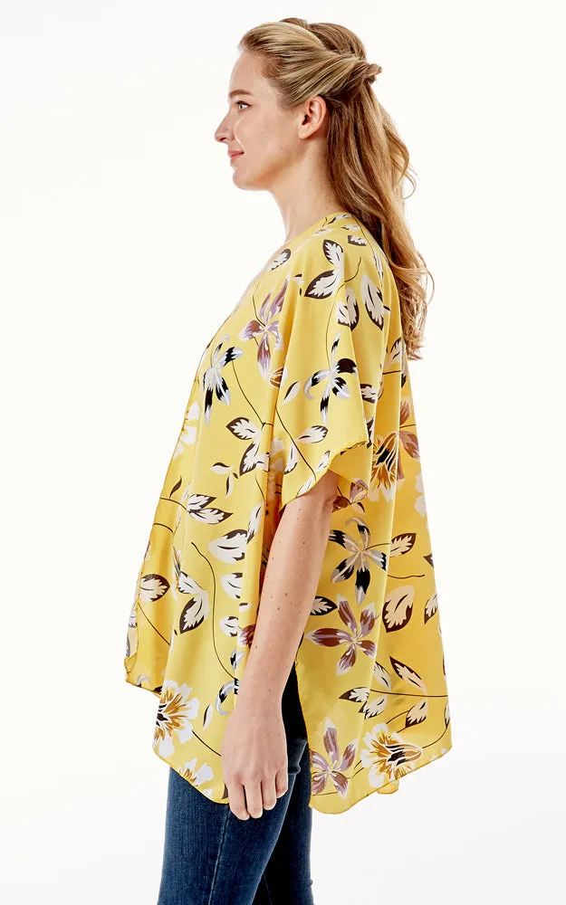 LOF1262 Floral Print Kimono Cover Up