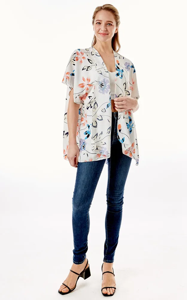 LOF1262 Floral Print Kimono Cover Up