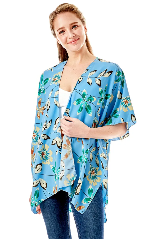 LOF1262 Floral Print Kimono Cover Up