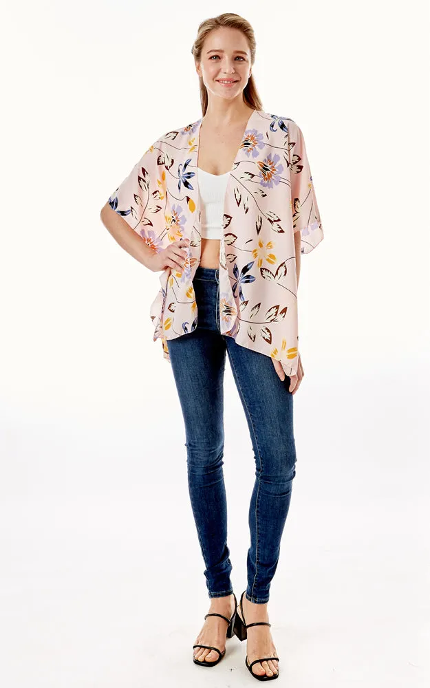 LOF1262 Floral Print Kimono Cover Up