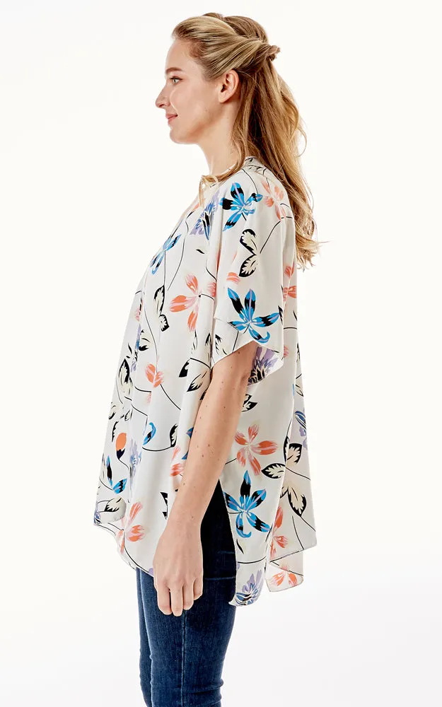 LOF1262 Floral Print Kimono Cover Up