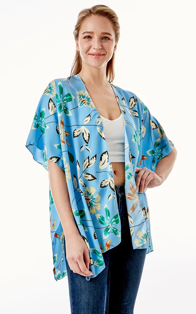 LOF1262 Floral Print Kimono Cover Up