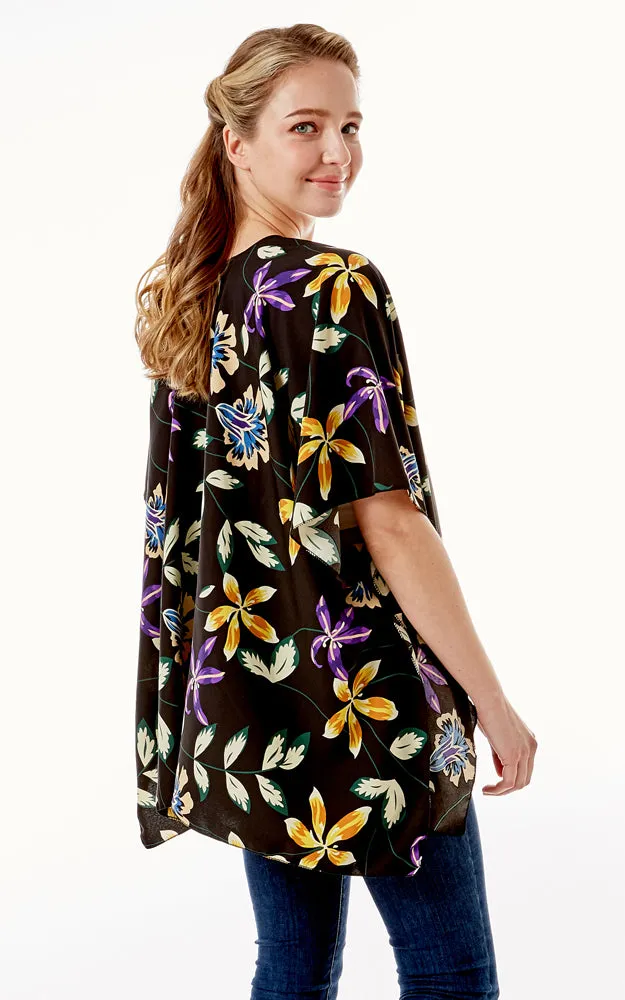 LOF1262 Floral Print Kimono Cover Up