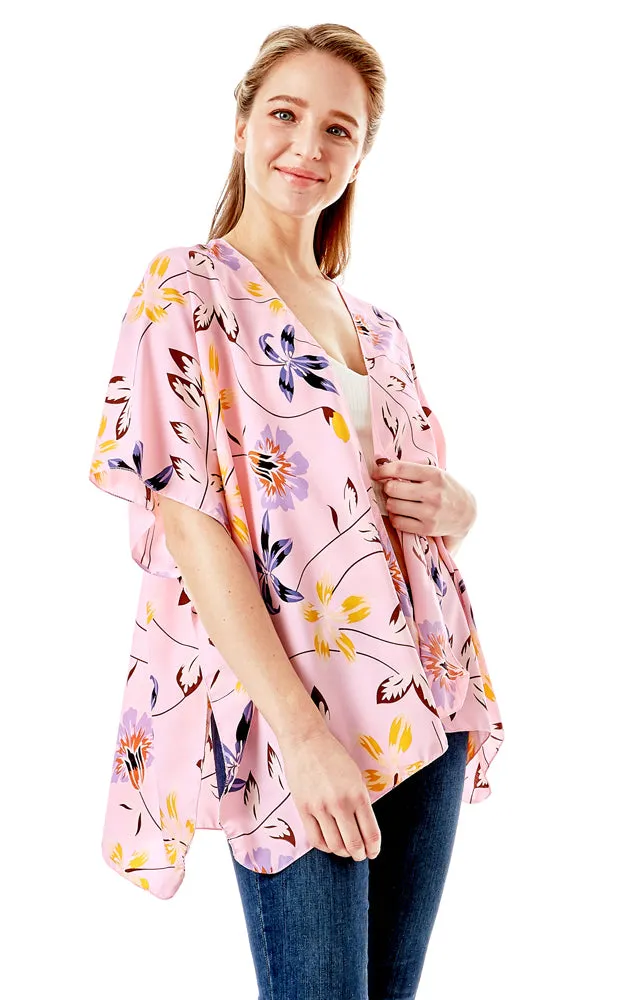 LOF1262 Floral Print Kimono Cover Up