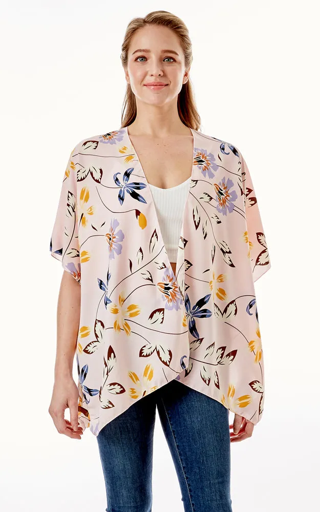 LOF1262 Floral Print Kimono Cover Up