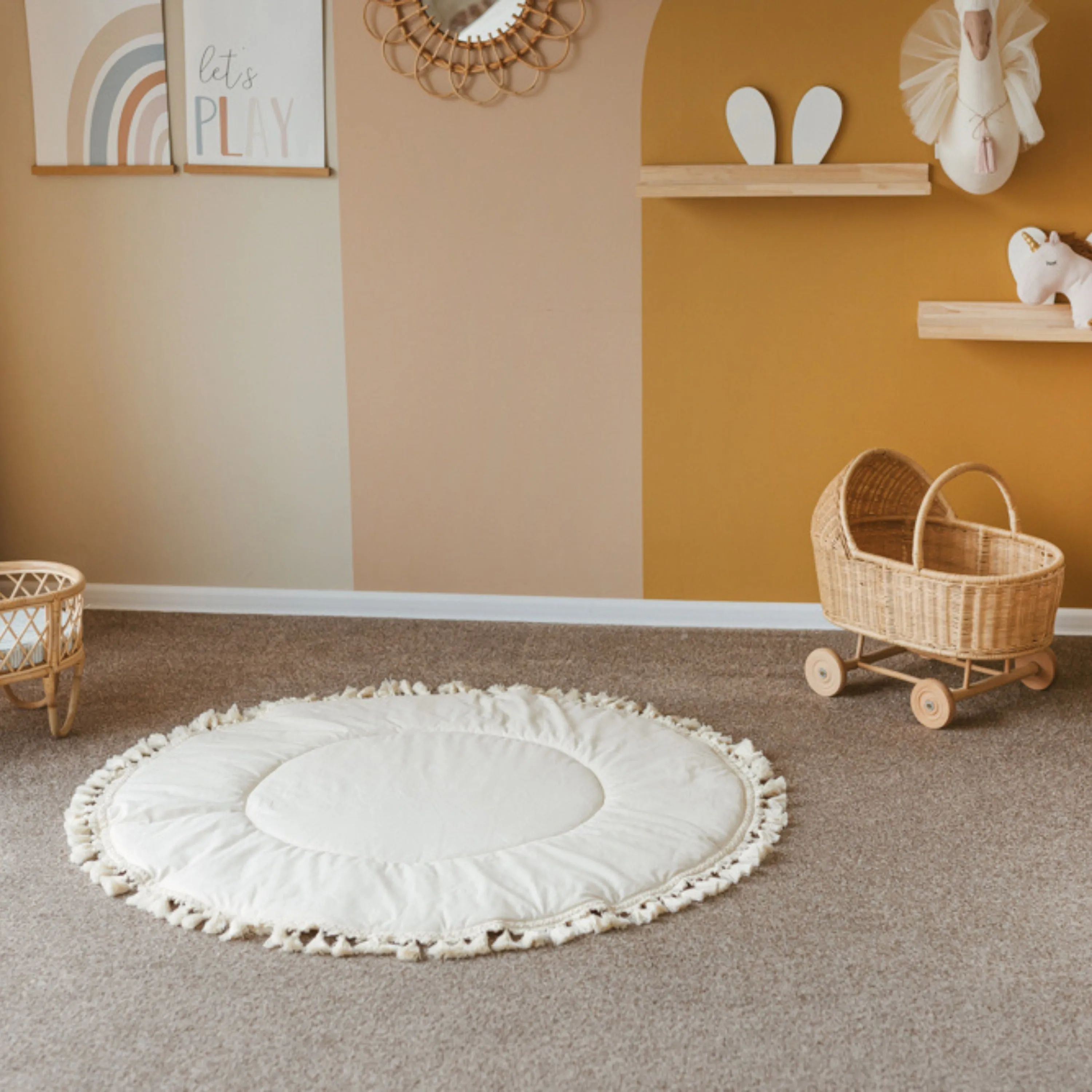 MiniCamp Boho Tassel Playmat - Ecru