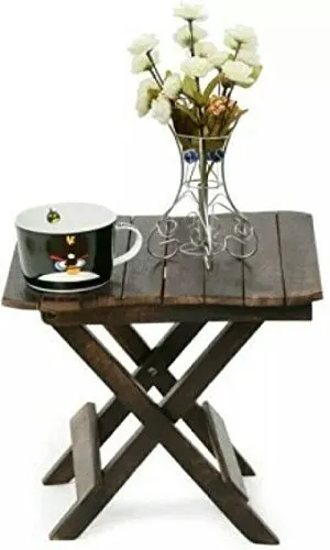 Motorik handicraft Unique Wooden Foldable Coffee (Brown, 12X12X12-inch)