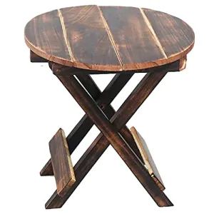 Mysoor Art Wooden Folding Side Table/and Coffee Table for Living Room,Office and Decoration.Hand-Craft Round Table for lamp,Books,Flower Pot,showpieces or Sitting. (Round)