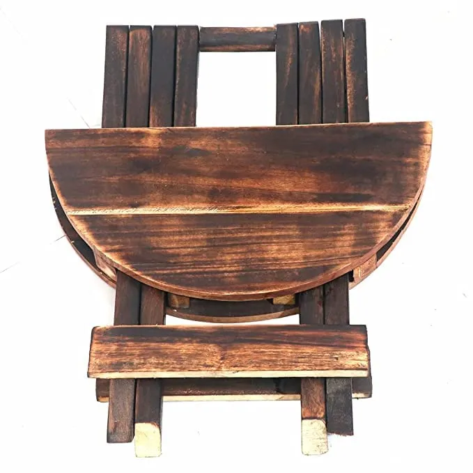 Mysoor Art Wooden Folding Side Table/and Coffee Table for Living Room,Office and Decoration.Hand-Craft Round Table for lamp,Books,Flower Pot,showpieces or Sitting. (Round)