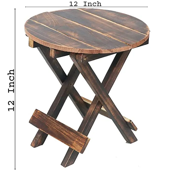 Mysoor Art Wooden Folding Side Table/and Coffee Table for Living Room,Office and Decoration.Hand-Craft Round Table for lamp,Books,Flower Pot,showpieces or Sitting. (Round)