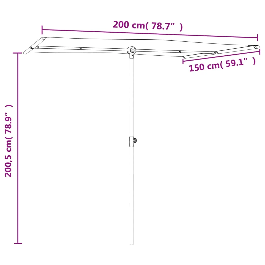Outdoor Parasol with Aluminium Pole 2x1.5 m Taupe